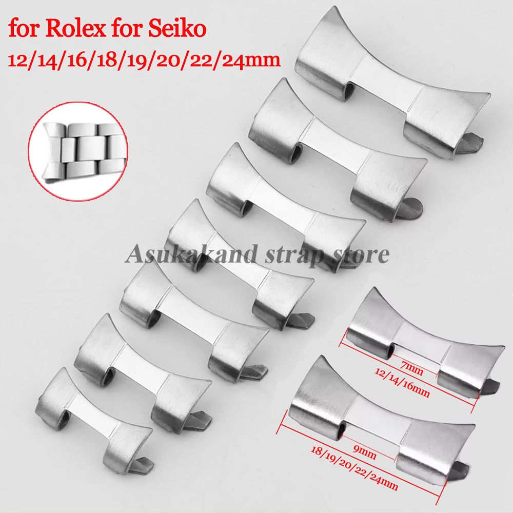 Luxury Watch Black - 2pcs 12/14/16/18/19/20/22/24mm Stainless Steel Adapter for