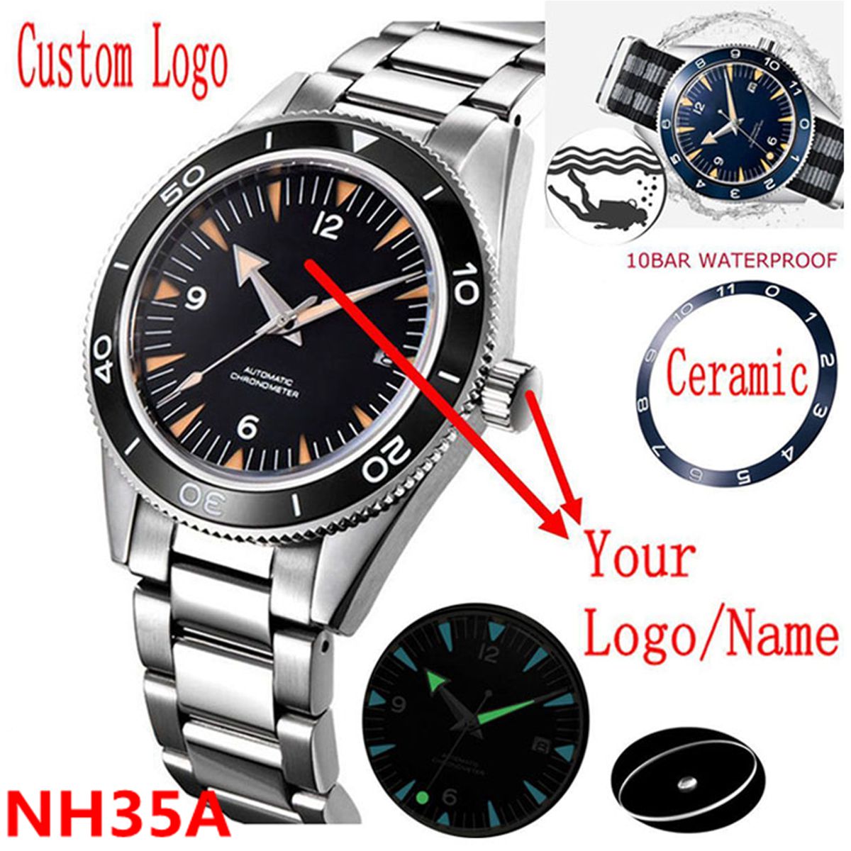 Luxury Watch Safe - Tùy Chỉnh Logo NH35A Đồng Hồ