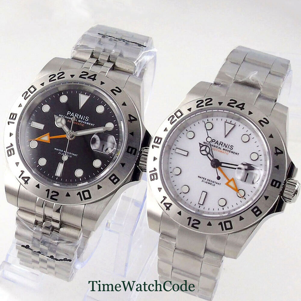 Gmt Dual Timezone Watch - Parnis 40Mm Mặt Kính Sapphire Tự