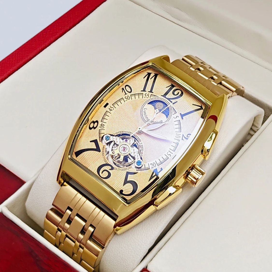 Luxury Watch Tier - Top-Tier Luxury Barrel-Shaped Business Men's Mechanical
