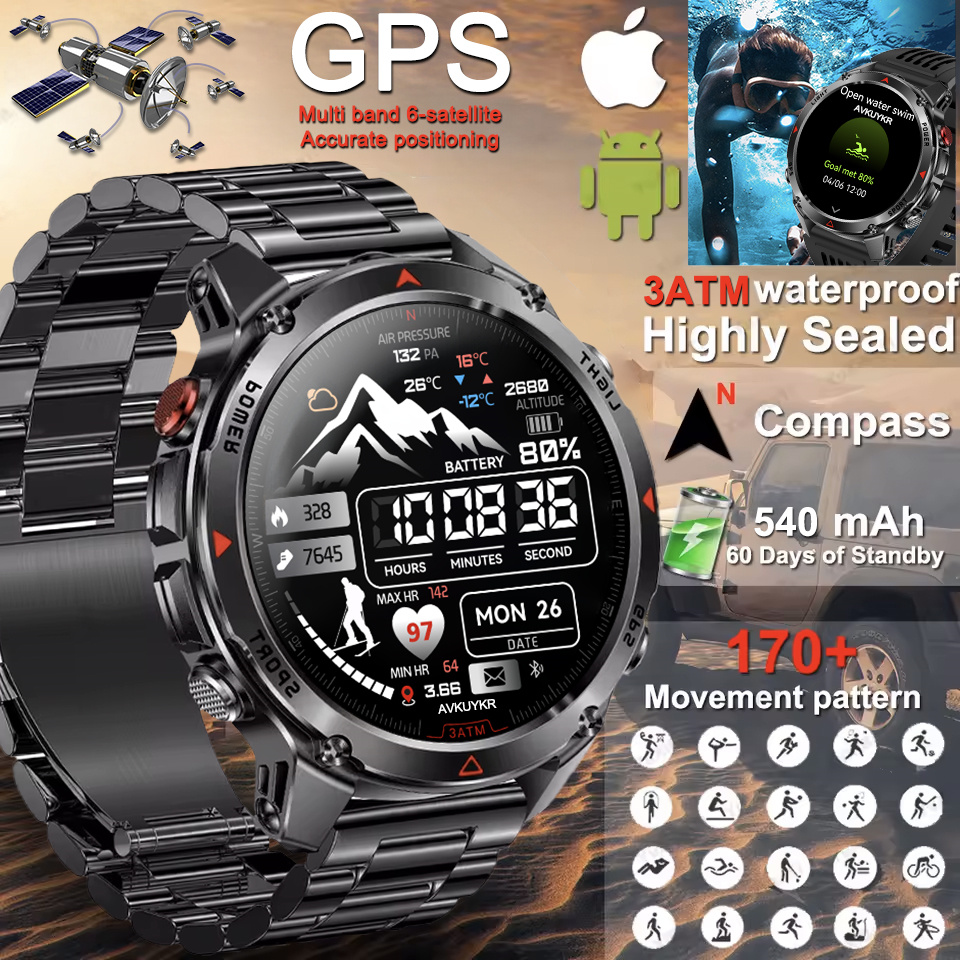 Gmt Dual Timezone Watch - Adventure GPS SmartWatch Built-in Multi band