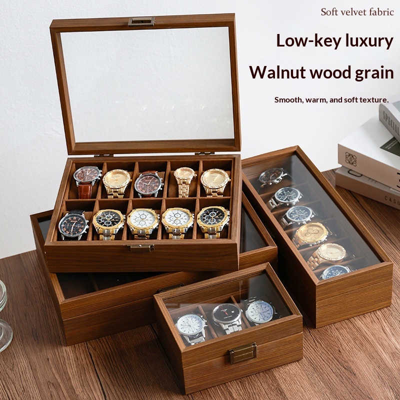 Black Walnut Wood Grain Watch  - đánh giá và giá Luxury Watch Collection Box