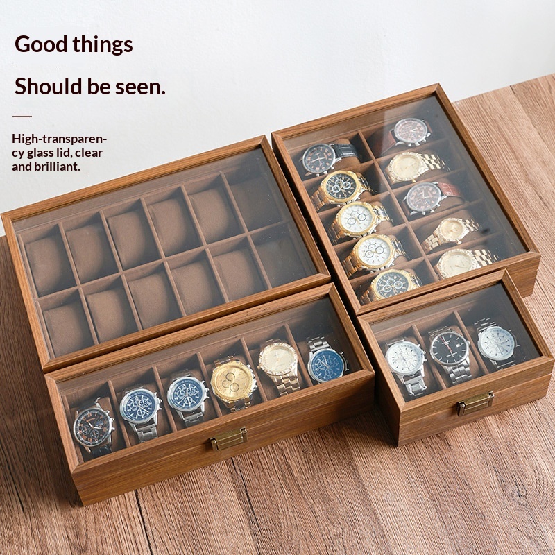 Black Walnut Wood Grain Watch  - đánh giá và giá Luxury Watch Collection Box