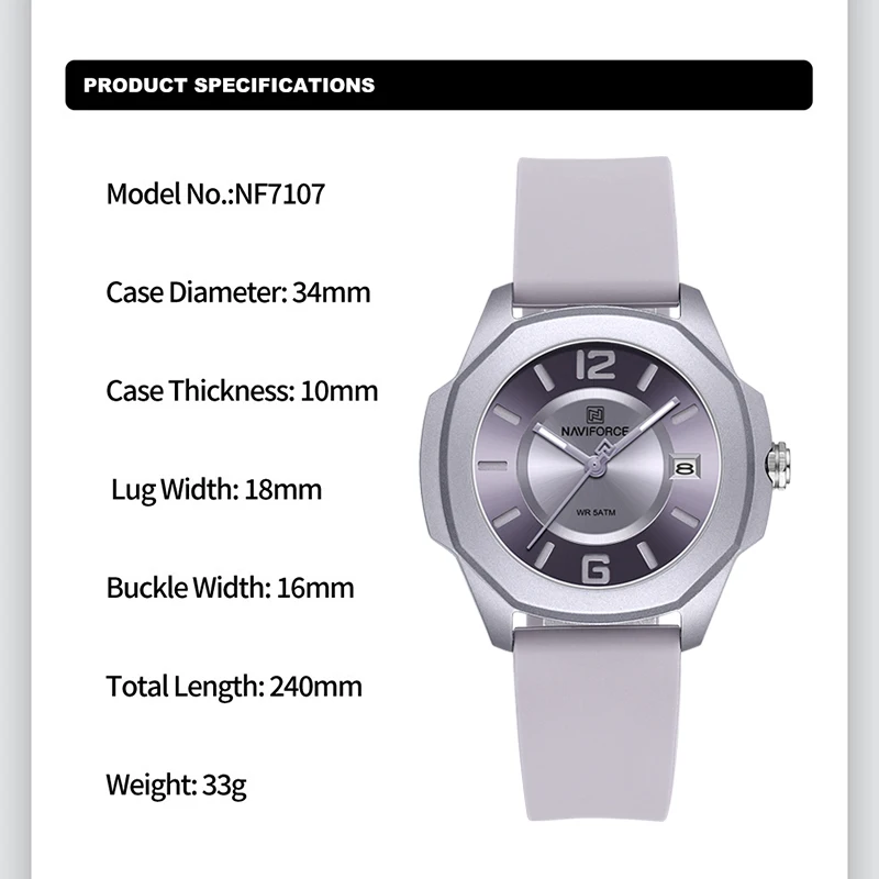 NAVIFORCE 7107 Watch for Women - đánh giá và giá Luxury Watch Black