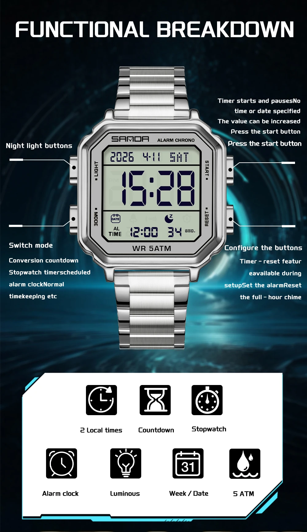 SANDA 6379 top-tier Fashion Me - đánh giá và giá Luxury Watch Tier