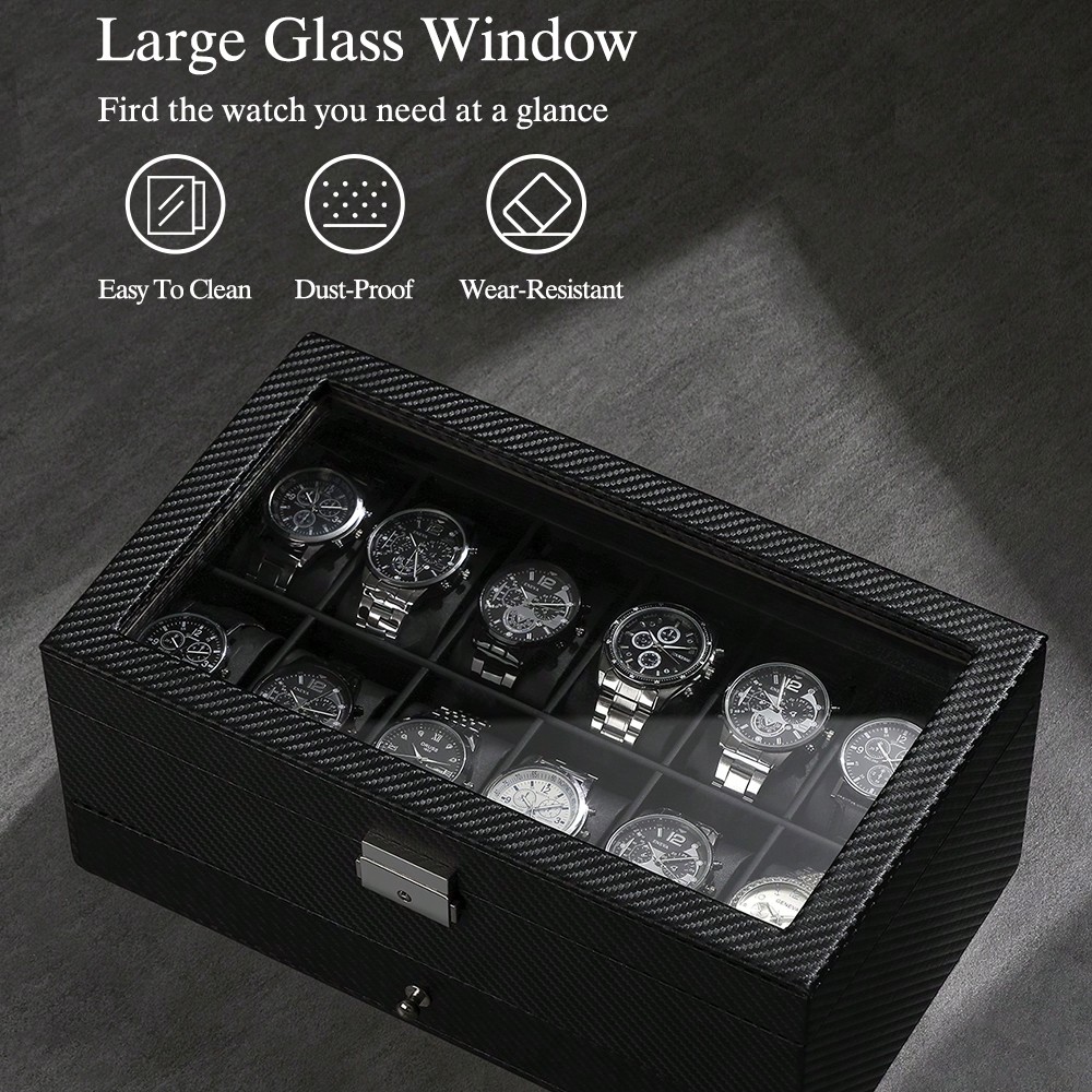 12 Slot Leather Watch Box with - đánh giá và giá Luxury Watch Tier