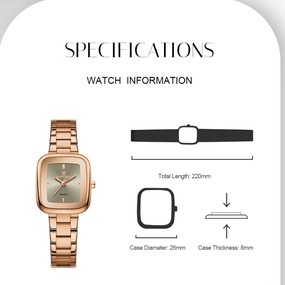 New NAVIFORCE Women's Vintage  - đánh giá và giá Luxury Watch Black