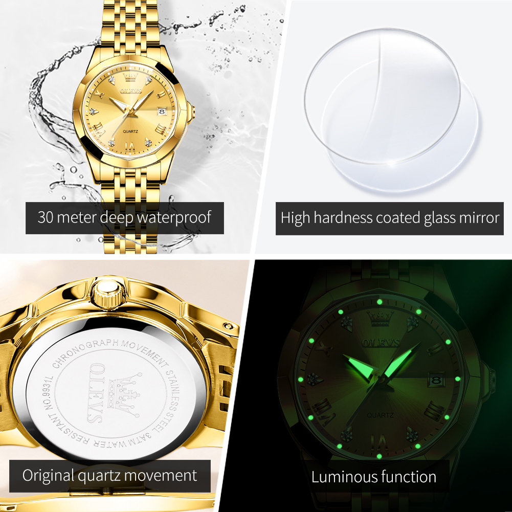 OLEVS Fashion Golden Watch for - đánh giá và giá Lux Watch