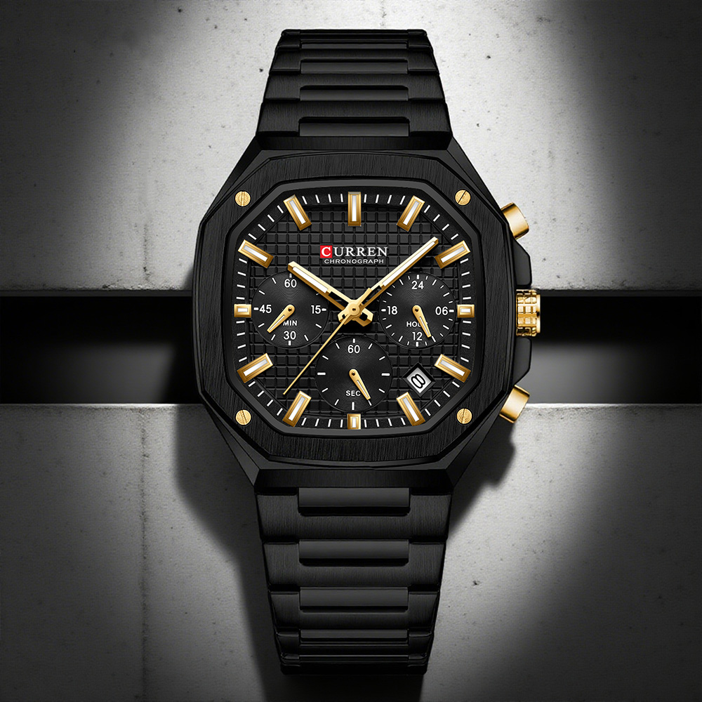 CURREN Luxury Square Chrono Wa - đánh giá và giá Luxury Watch Black