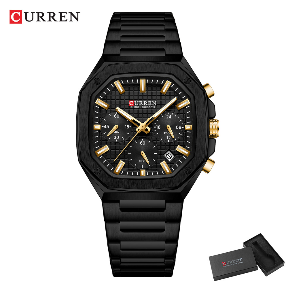CURREN Luxury Square Chrono Wa - đánh giá và giá Luxury Watch Black