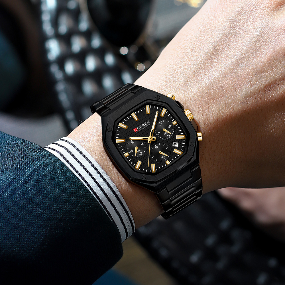 CURREN Luxury Square Chrono Wa - đánh giá và giá Luxury Watch Black